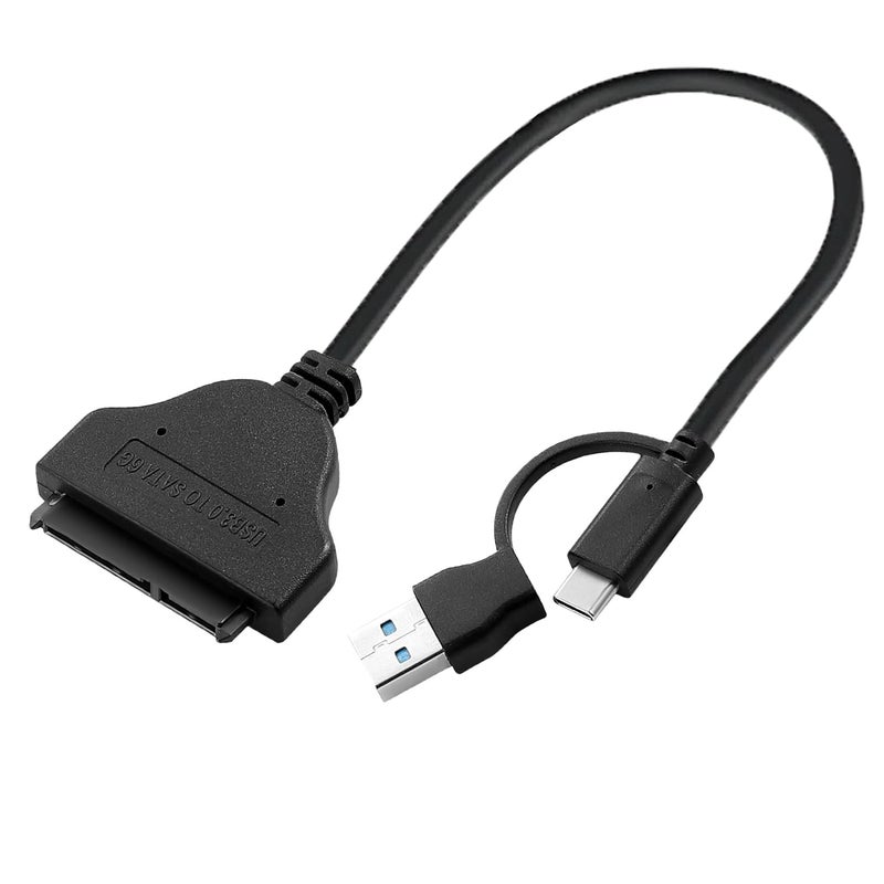 FANBLACK 2-in-1 SATA to USB Cable 0.75ft, USB-C/USB-A 3.0 to SATA III Hard Driver Adapter Compatible for 2.5 inch HDD and SSD External Converter(23cm) - Image 1